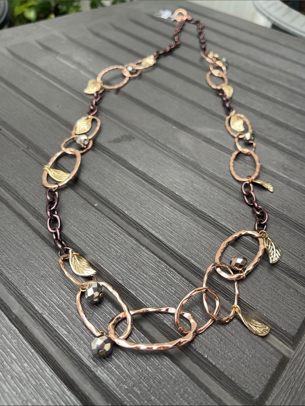 Rose Gold & Bronze Tone Long Link Necklace